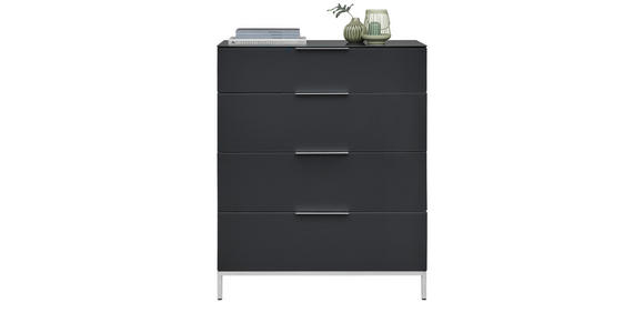 KOMMODE in 90/101/40,5 cm - Anthrazit/Alufarben, Design, Glas/Holzwerkstoff (90/101/40,5cm) - Voleo