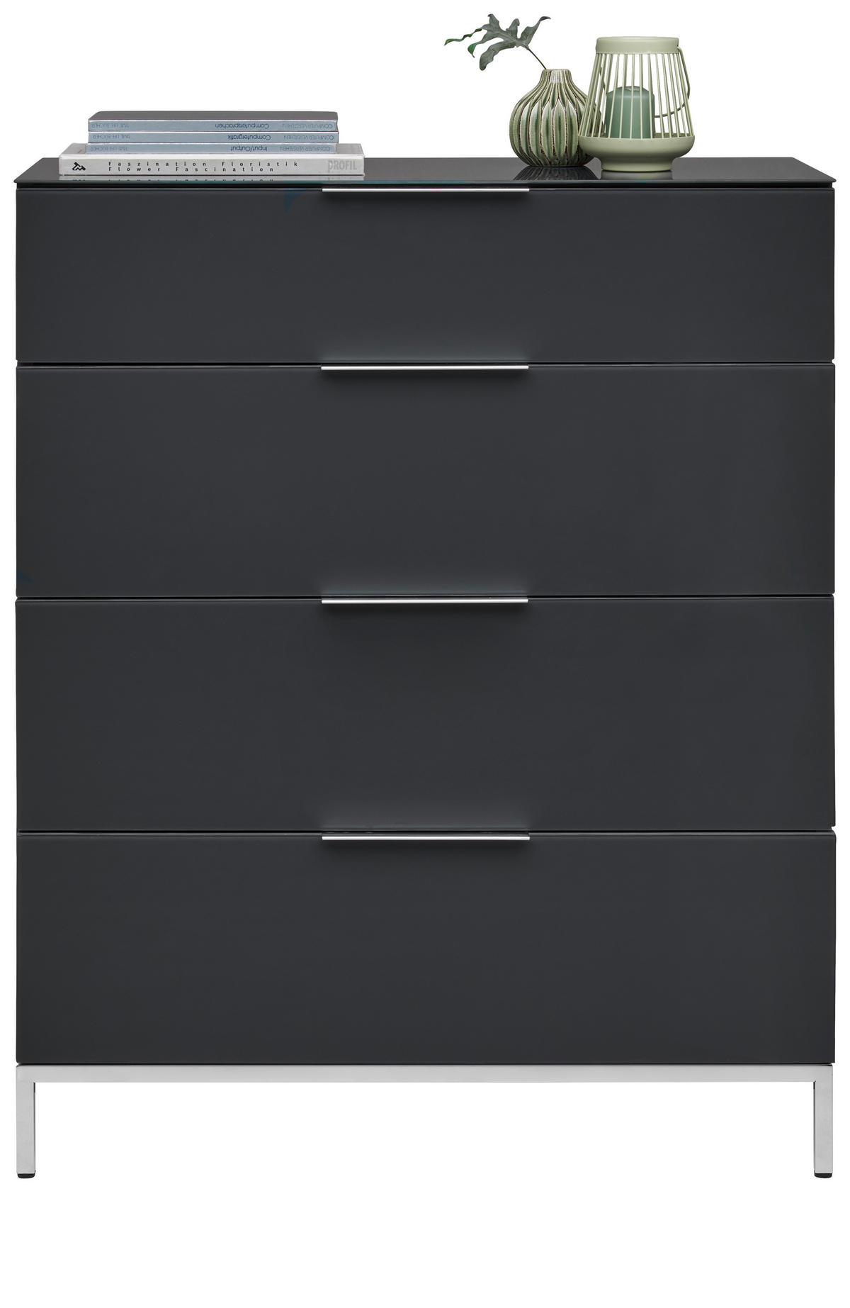 KOMMODE 90/101/42 cm  in Anthrazit  - Anthrazit/Alufarben, Design, Glas/Holzwerkstoff (90/101/42cm) - Voleo