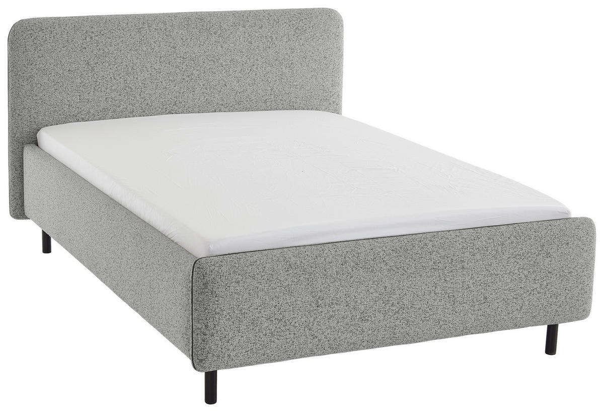 POLSTERBETT PRIMO 140/200 cm  in Hellgrau, Grau  - Hellgrau/Schwarz, Design, Textil/Metall (140/200cm) - Xora