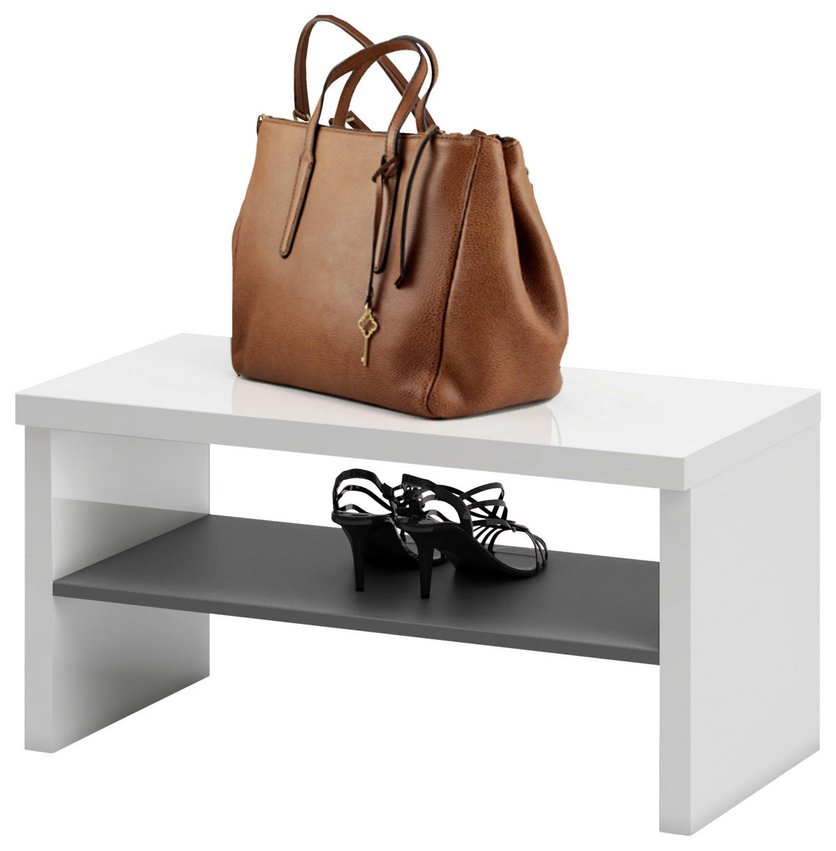 LAVICA DO PREDSIENE, antracitová, biela, 80/40/40 cm - biela/antracitová, Design, kompozitné drevo (80/40/40cm) - Xora