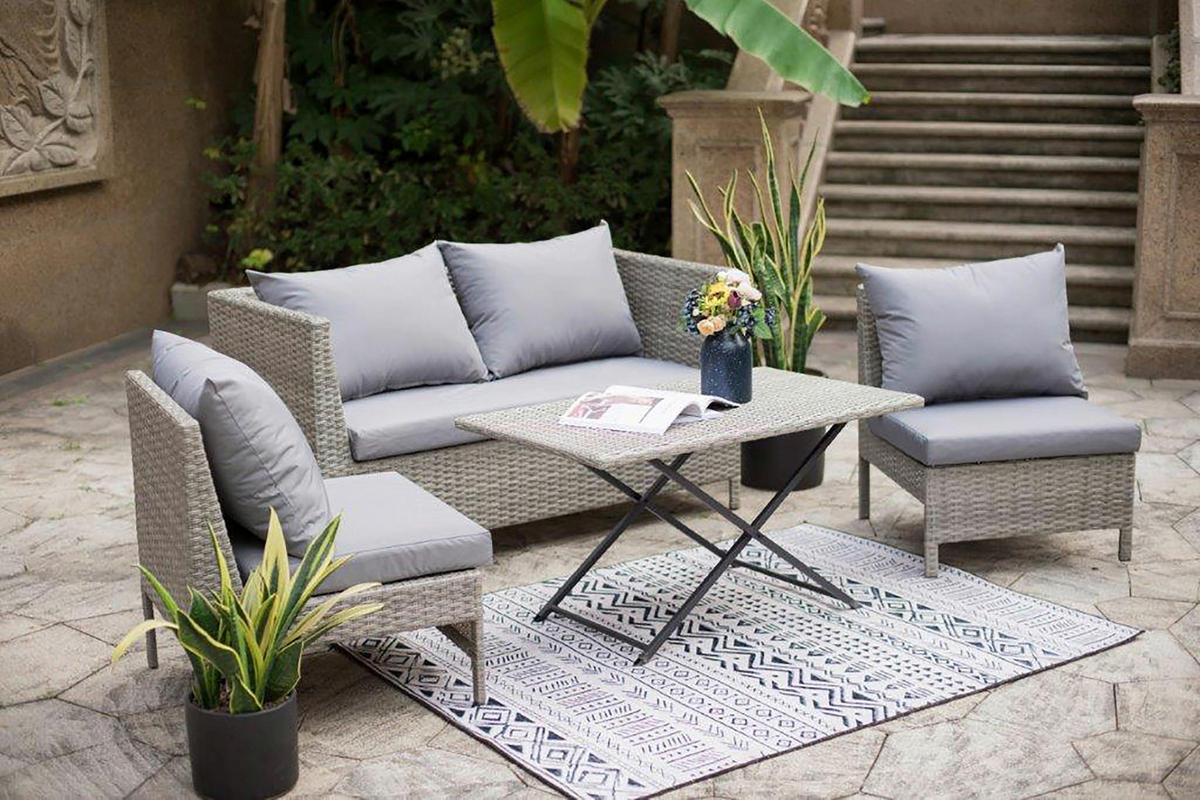 LOUNGEGARNITUR   100/53/59 cm  - Beige/Grau, Basics, Kunststoff (100/53/59cm)
