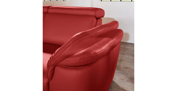 ECKSOFA in Echtleder Rot  - Rot/Alufarben, Design, Leder/Metall (242/271cm) - Cantus