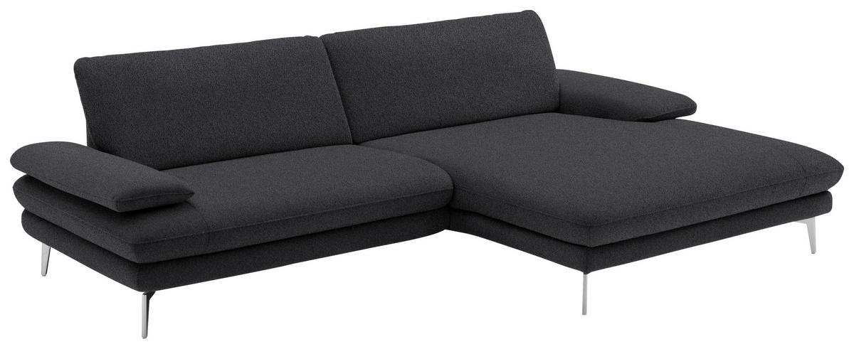 ECKSOFA in Webstoff Anthrazit  - Anthrazit/Schwarz, Design, Textil/Metall (284/184cm) - Dieter Knoll