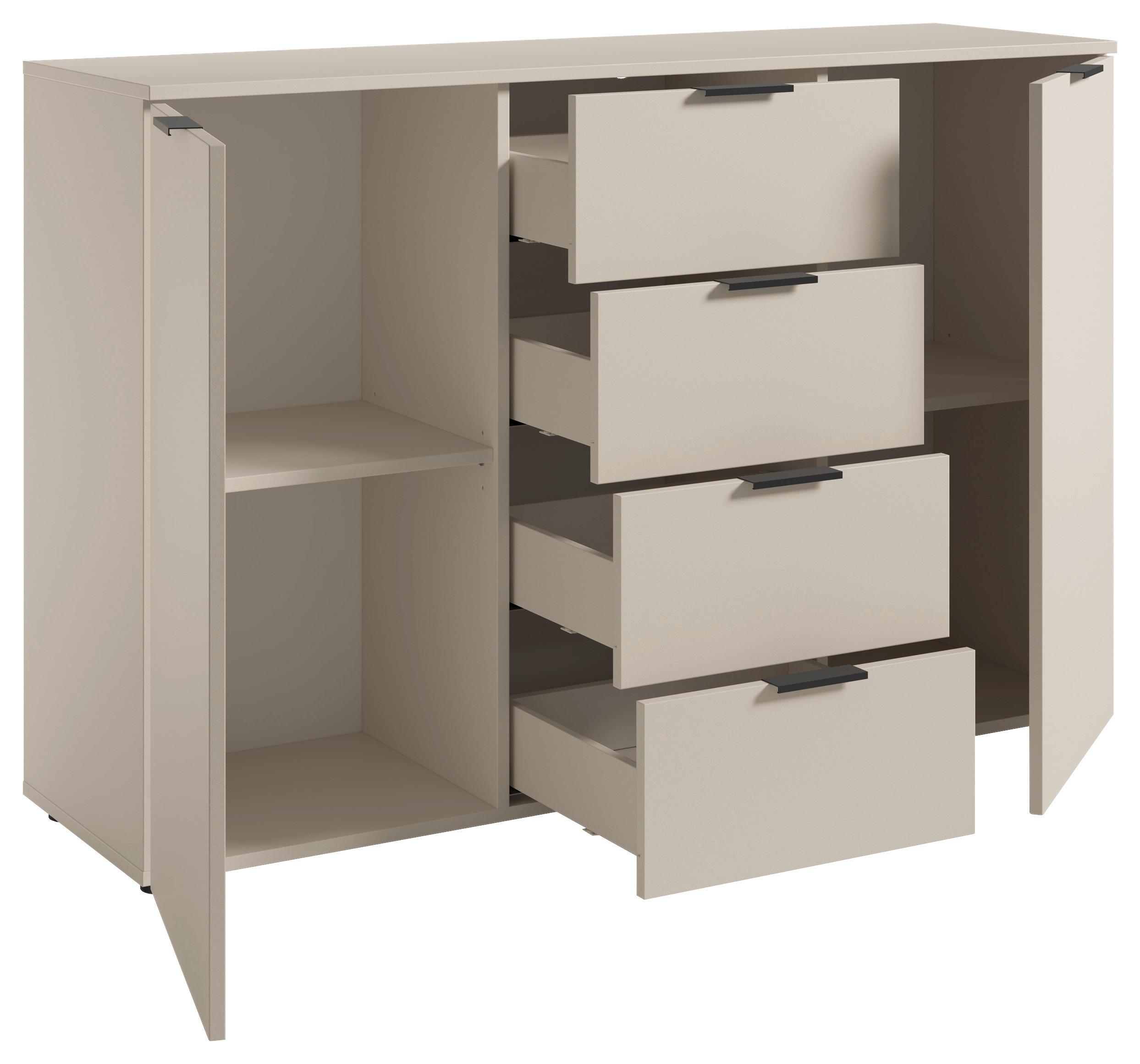 Thumbnail - Carryhome Sideboard, Kaschmir, Kunststoff, 2 Fächer, 4 Schublade(n) Schubladen, 135x90x40 cm, Typenauswahl, Beimöbel erh...