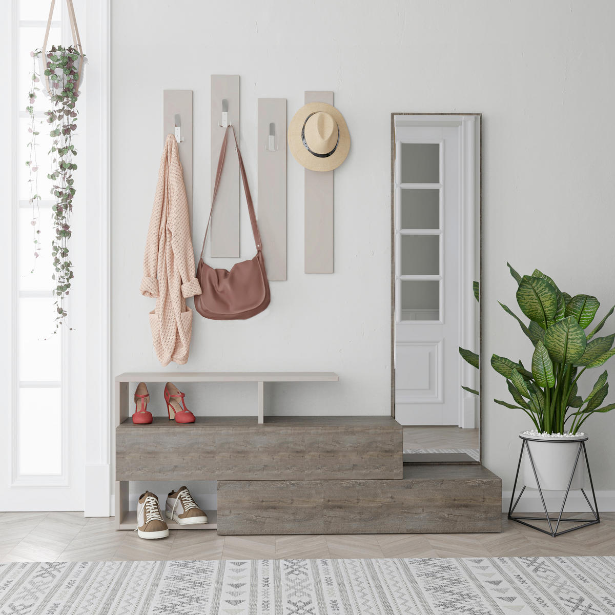 KLEIDERSTÄNDER in Braun, Mokka 137/154/35 cm   - Braun/Mokka, Design, Holzwerkstoff (137/154/35cm) - Livetastic