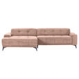 ECKSOFA in Cord Altrosa  165/295 cm  - Schwarz/Altrosa, KONVENTIONELL, Textil/Metall (165/295cm) - Carryhome