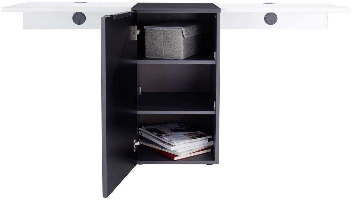 TV-BORD i {item.attr('143-279'), [ ]}{item.attr('B-DIMENSION'),[]} - vit/grafitfärgad, Modern, trämaterial (160/76/51cm)