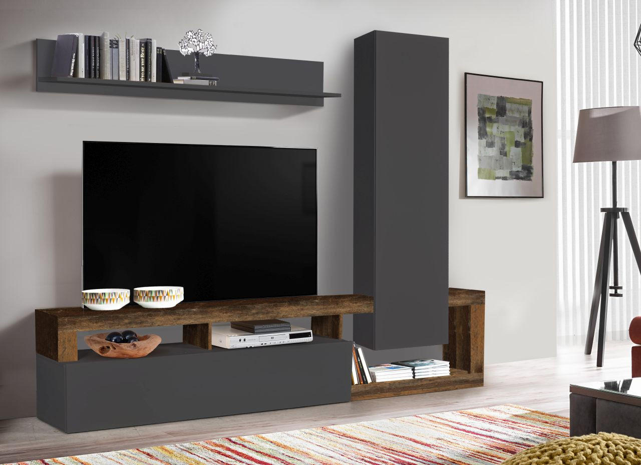 FLEKSIBILNI REGAL ZA SOBU antracit   - antracit, Osnovno, pločasti materijal (219/173/35cm) - Ti'me