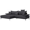 ECKSOFA PRATO Anthrazit Flachgewebe  - Anthrazit/Schwarz, MODERN, Textil/Metall (176/292cm) - MID.YOU