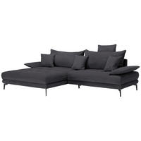 ECKSOFA PRATO Anthrazit Flachgewebe  - Anthrazit/Schwarz, MODERN, Textil/Metall (176/292cm) - MID.YOU