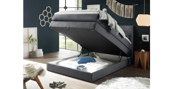 BOXSPRINGBETT 120/200 cm in Anthrazit - Anthrazit/Schwarz, Design, Holzwerkstoff/Kunststoff (120/200cm) - Xora