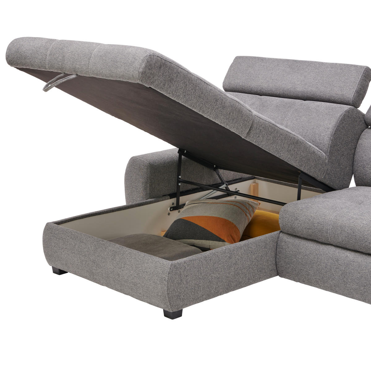 KUTNA GARNITURA tekstil  siva   - bijela/siva, Design, tekstil/plastika (173/276cm) - Stylife