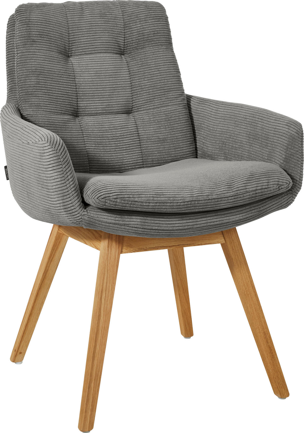 ARMLEHNSTUHL  in Cord  - Eichefarben/Grau, Design, Holz/Textil (63/90/69cm) - Johann Jakob