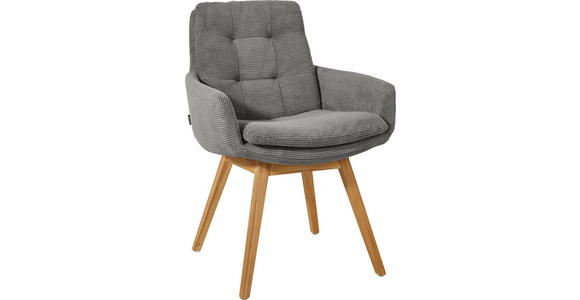 ARMLEHNSTUHL  Stoffauswahl, Typenauswahl, Gestellauswahl Cord  - Eichefarben/Grau, Design, Holz/Textil (63/90/69cm) - Johann Jakob