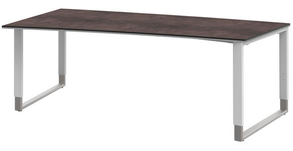 SCHREIBTISCH 200/100/68-82 cm  in Grau, Weiß, Alufarben  - Alufarben/Weiß, Design, Holzwerkstoff/Metall (200/100/68-82cm) - Moderano
