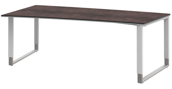 SCHREIBTISCH 200/100/68-82 cm in Grau, Weiß, Alufarben - Alufarben/Weiß, Design, Holzwerkstoff/Metall (200/100/68-82cm) - Moderano