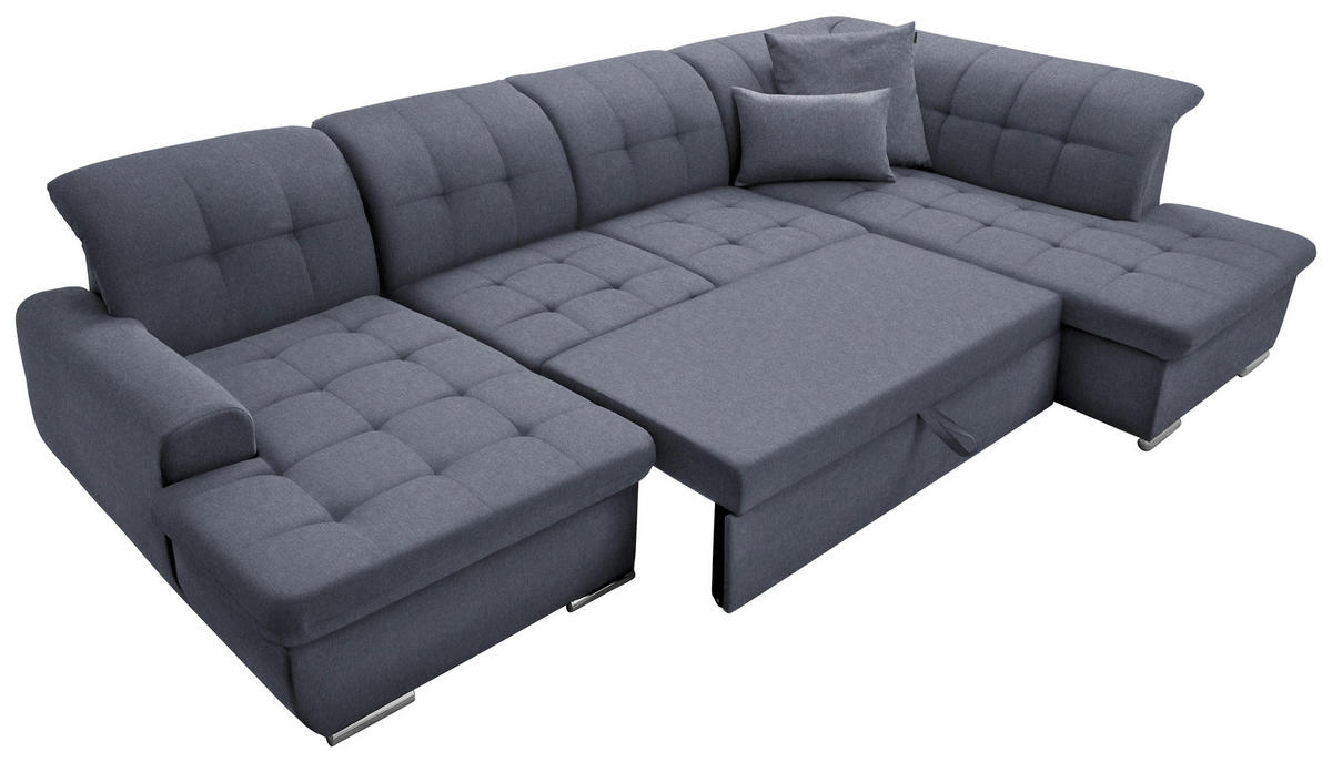 WOHNLANDSCHAFT in Flachgewebe Grau  - Silberfarben/Grau, Design, Textil/Metall (145/342/208cm) - Cantus