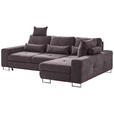 ECKSOFA in Flachgewebe Taupe  - Taupe, Design, Textil/Metall (260/188cm) - Hom`in