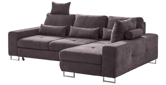 ECKSOFA in Flachgewebe Taupe  - Taupe, Design, Textil/Metall (260/188cm) - Hom`in