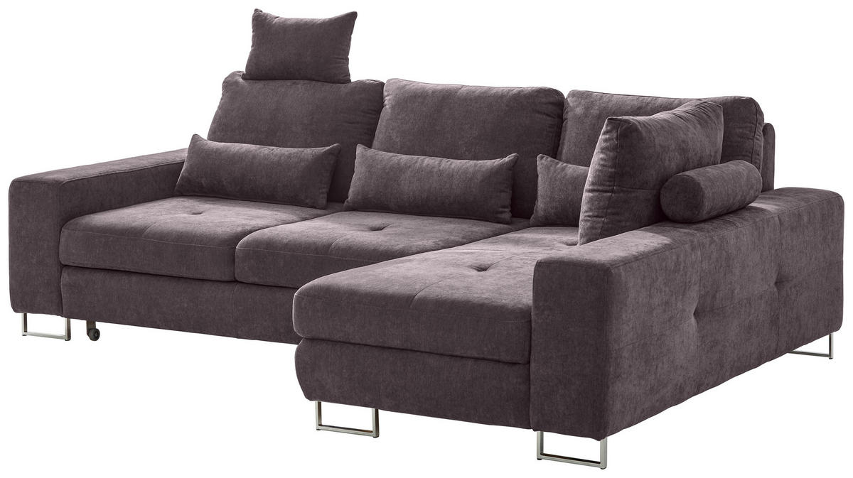 ECKSOFA in Flachgewebe Taupe  260/188 cm  - Taupe, Design, Textil/Metall (260/188cm) - Hom`in