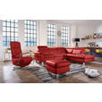 ECKSOFA in Echtleder Rot  - Rot/Alufarben, Design, Leder/Metall (271/242cm) - Cantus