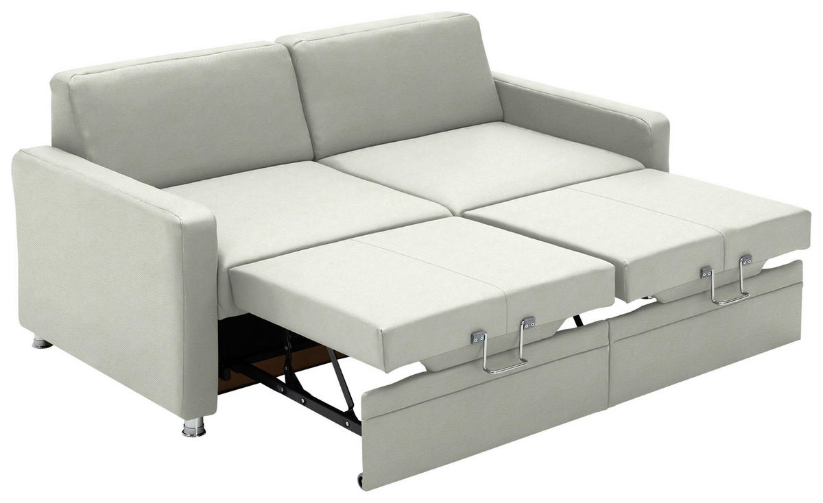 SCHLAFSOFA  in Chenille Weiß  - Chromfarben/Weiß, KONVENTIONELL, Textil/Metall (186/90/100cm) - Beldomo Style