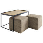 COUCHTISCHSET in Holz 100/60/49 cm  - Eichefarben/Schwarz, Design, Holz/Textil (100/60/49cm) - Novel