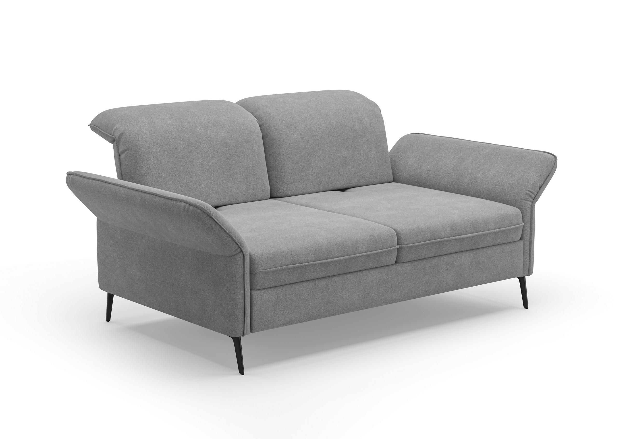 3-SITZER-SOFA in Flachgewebe Grau  - Schwarz/Grau, KONVENTIONELL, Textil/Metall (199/92/123cm) - Sit & More
