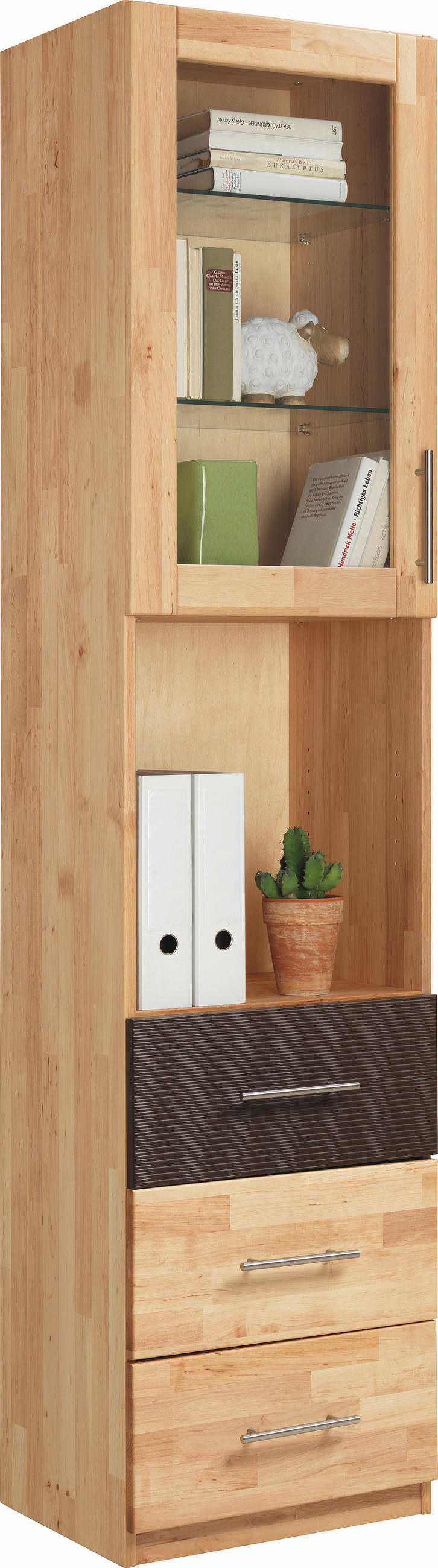 REGAL  50/213/41 cm Braun, Erlefarben  - Chromfarben/Erlefarben, Natur, Glas/Holz (50/213/41cm) - Linea Natura