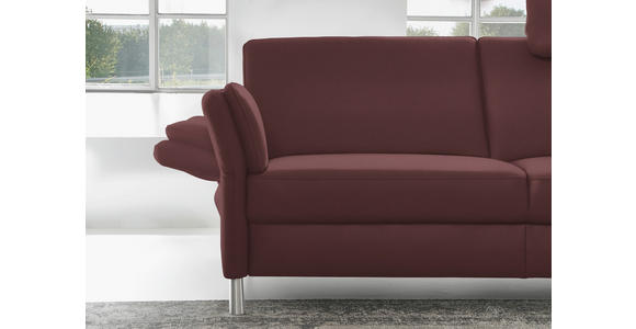 3-SITZER-SOFA Latina in Echtleder Weinrot   - Weinrot/Alufarben, Design, Leder/Metall (190/82/99cm) - Dieter Knoll