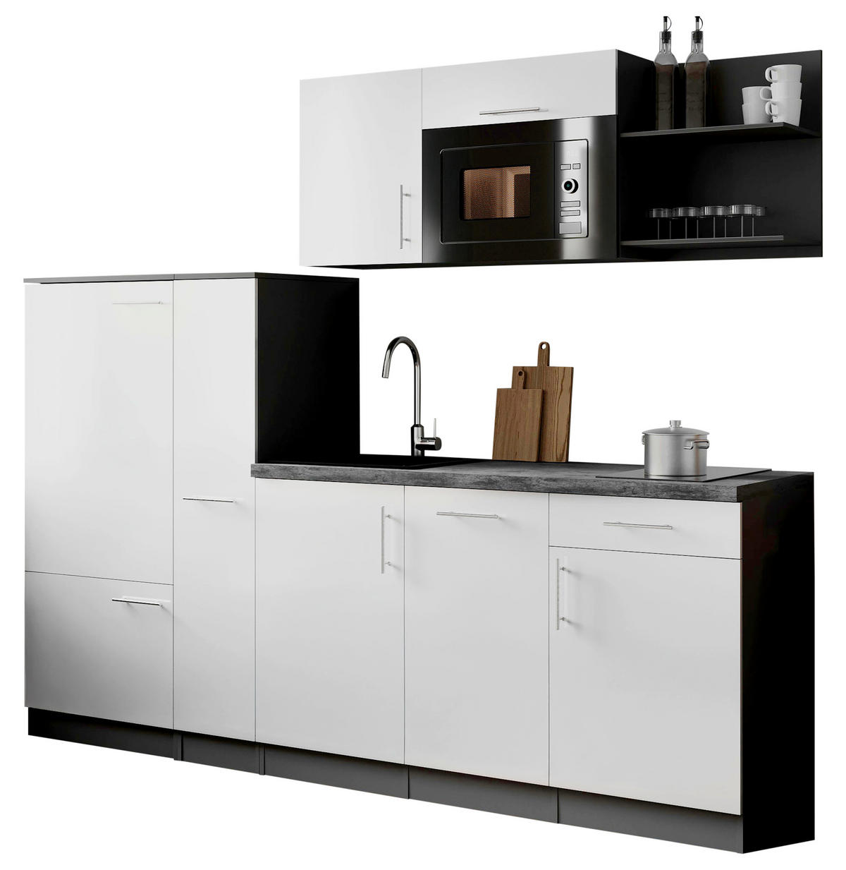 MODULKÖK 235 cm   i vit  - vit/grå, Trend, metall/trämaterial (235cm) - Respekta