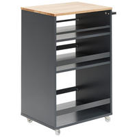 SERVÍROVACÍ VOZÍK, šedá, přírodní barvy, 50/38/78 cm - šedá/černá, Design, kov/dřevo (50/38/78cm) - MID.YOU