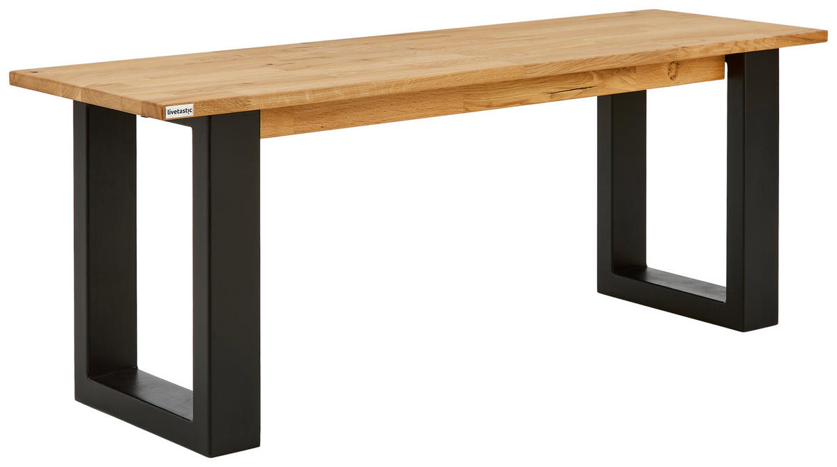 SITZBANK Wildeiche Wildeiche massiv Holz  - Wildeiche/Schwarz, Natur, Holz (120/38/45cm) - Livetastic