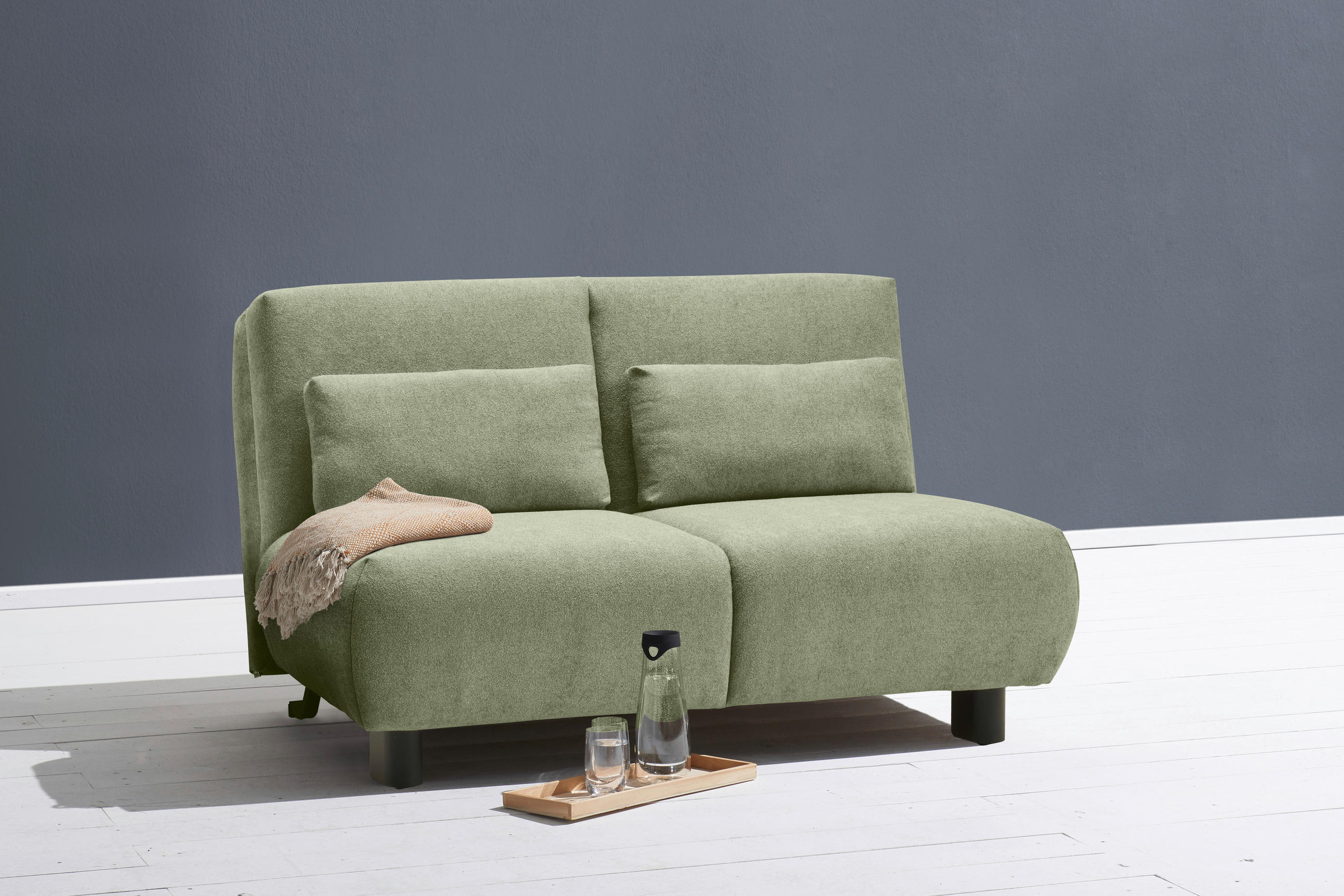 SCHLAFSOFA Flachgewebe Hellgrün  - Schwarz/Hellgrün, KONVENTIONELL, Textil/Metall (150/85/100cm) - Carryhome