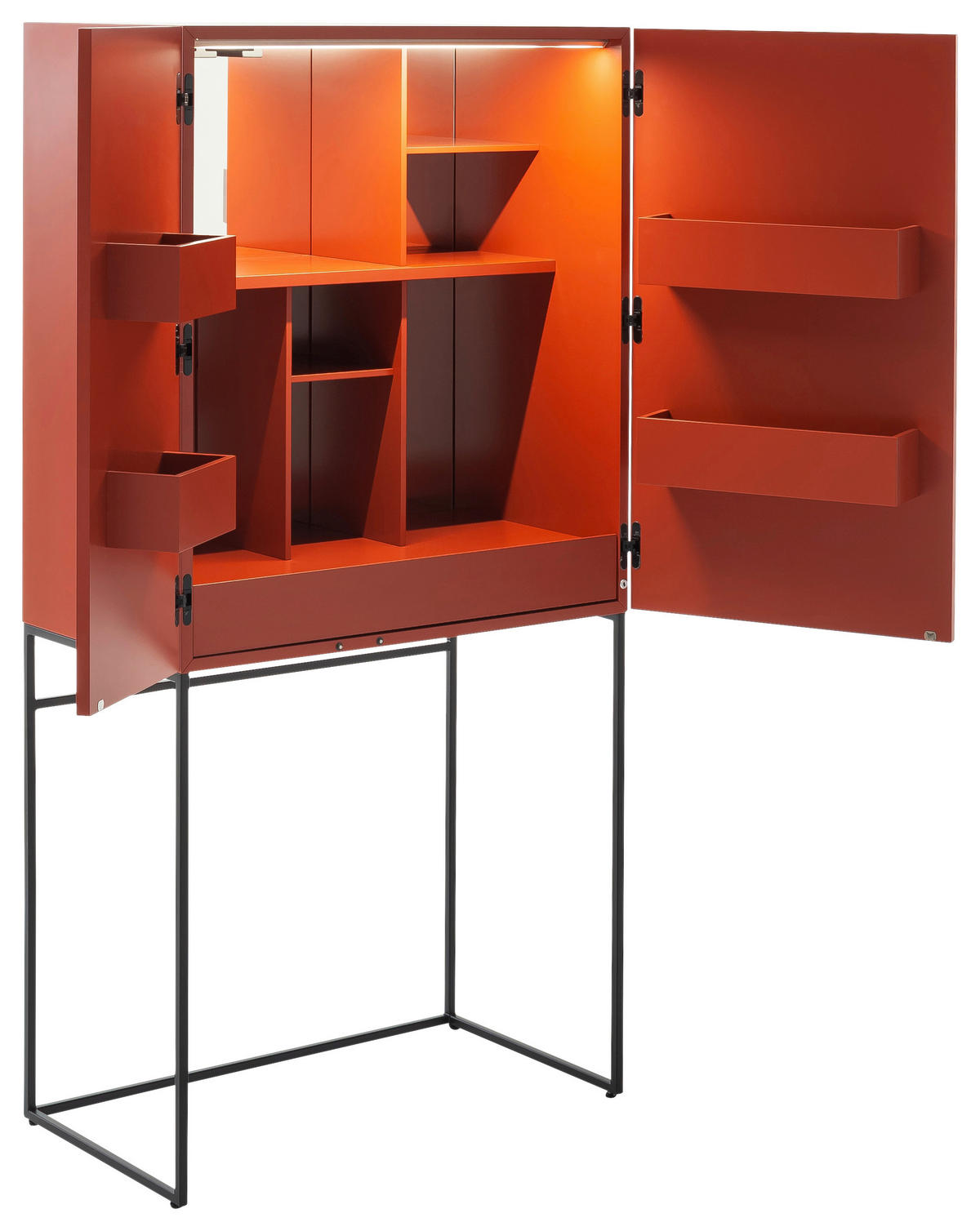 BARSCHRANK Rot  80/165/45 cm  - Rot/Schwarz, Design, Holzwerkstoff/Metall (80/165/45cm) - Schöner Wohnen