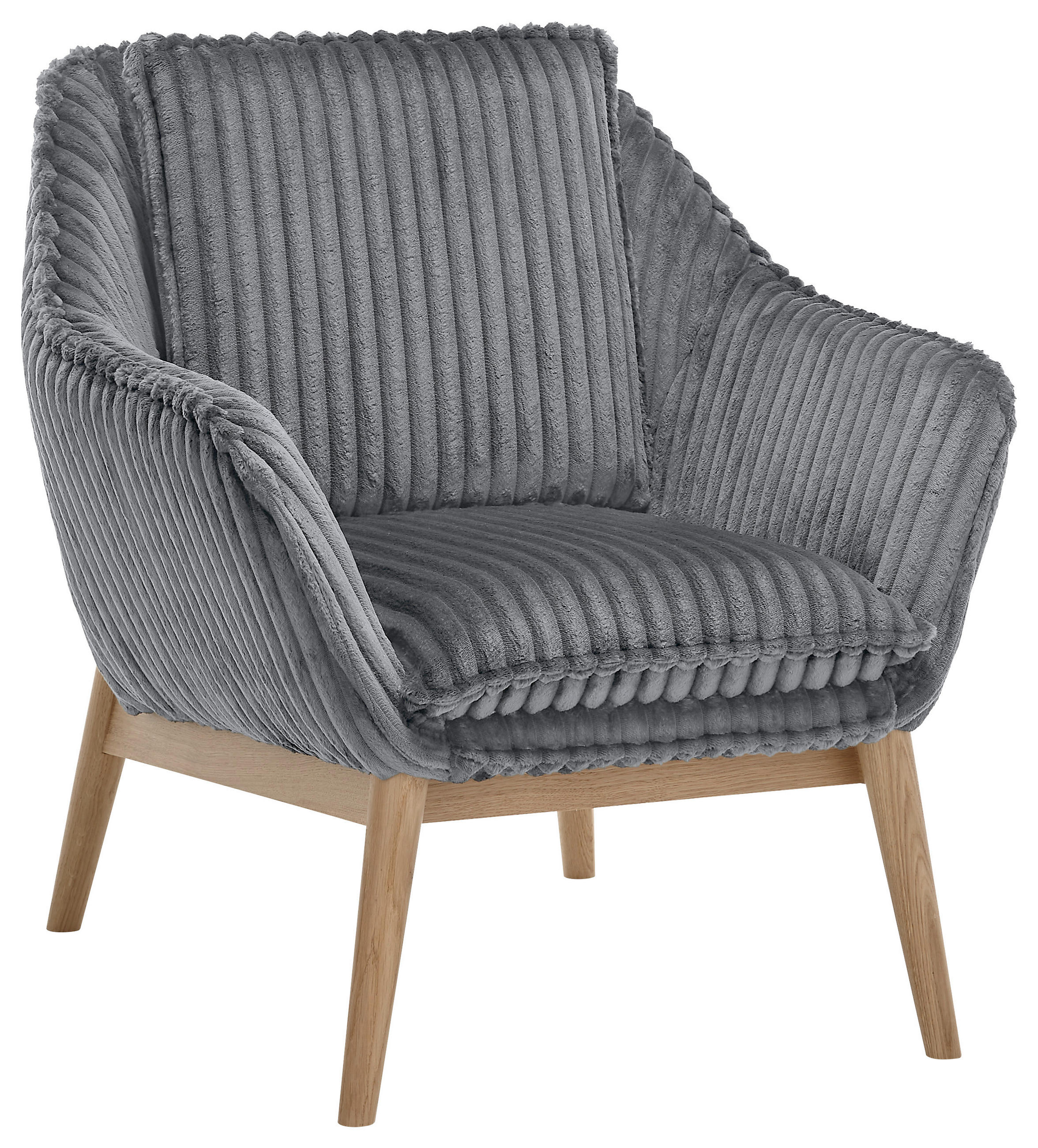 SESSEL in Cord Dunkelgrau  - Dunkelgrau/Naturfarben, KONVENTIONELL, Holz/Textil (77/90/85cm) - SetOne by Musterring