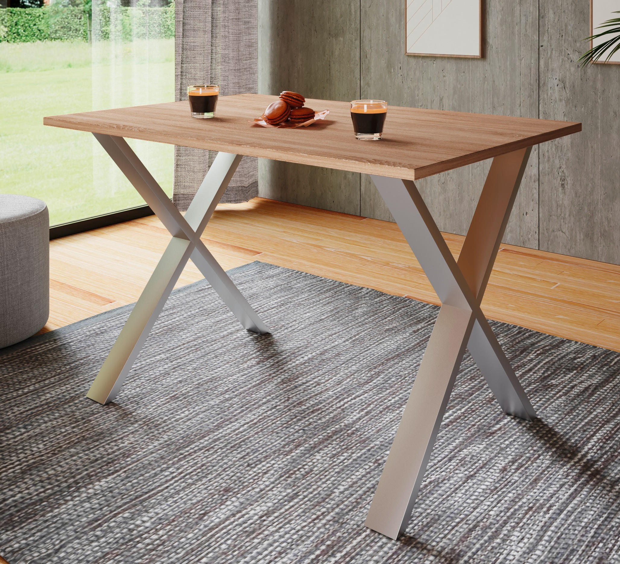 SCHREIBTISCH  in Silberfarben, Sonoma Eiche  - Silberfarben/Sonoma Eiche, Design (160/76/80cm) - MID.YOU