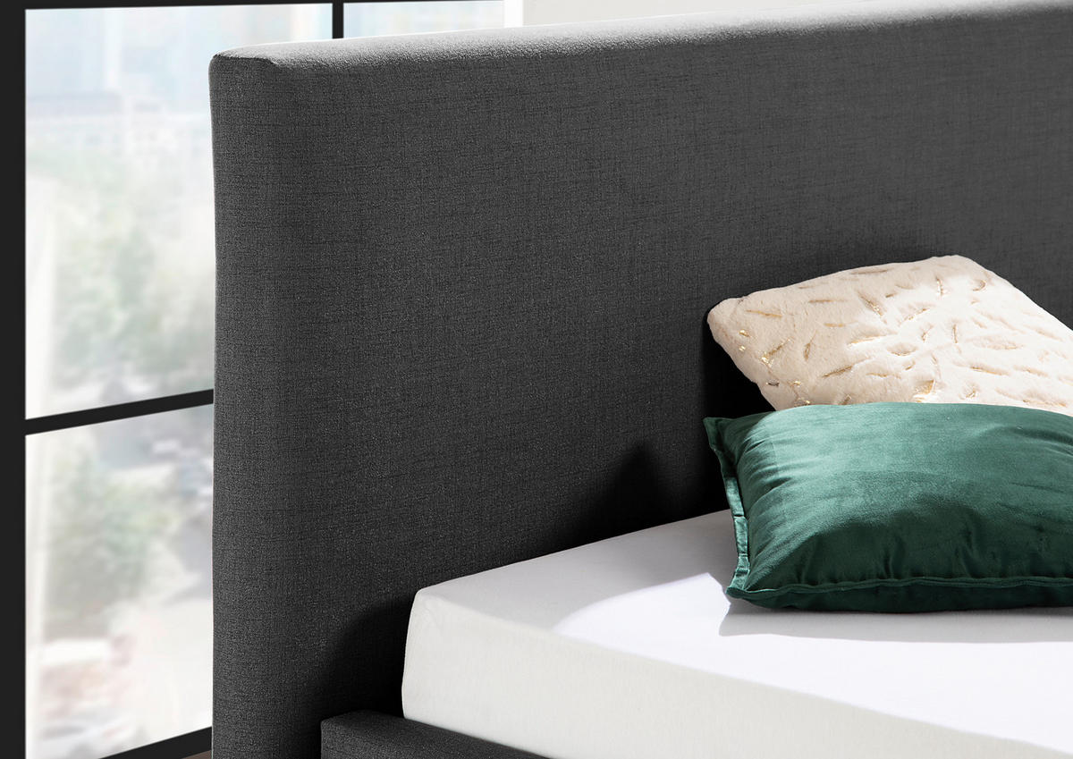 POLSTERBETT 100/200 cm,  in Anthrazit,  - Anthrazit/Silberfarben, MODERN, Textil/Metall (100/200cm) - Livetastic