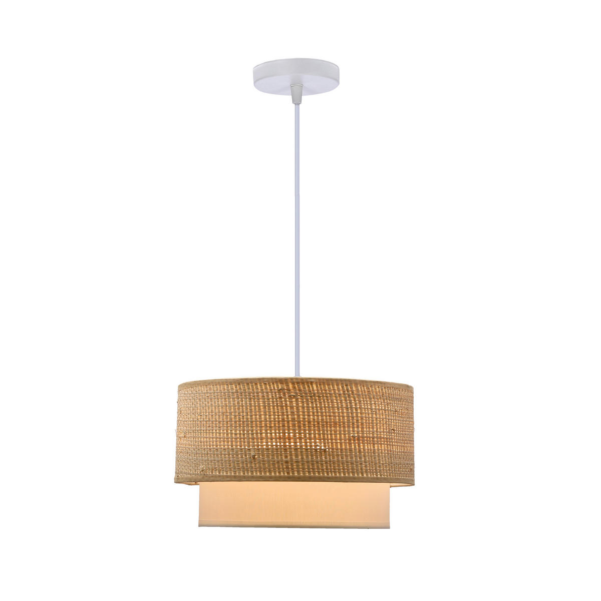 PENDELLEUCHTE Ritana 25/25/115 cm   - Beige/Weiß, Natur, Kunststoff/Metall (25/25/115cm)