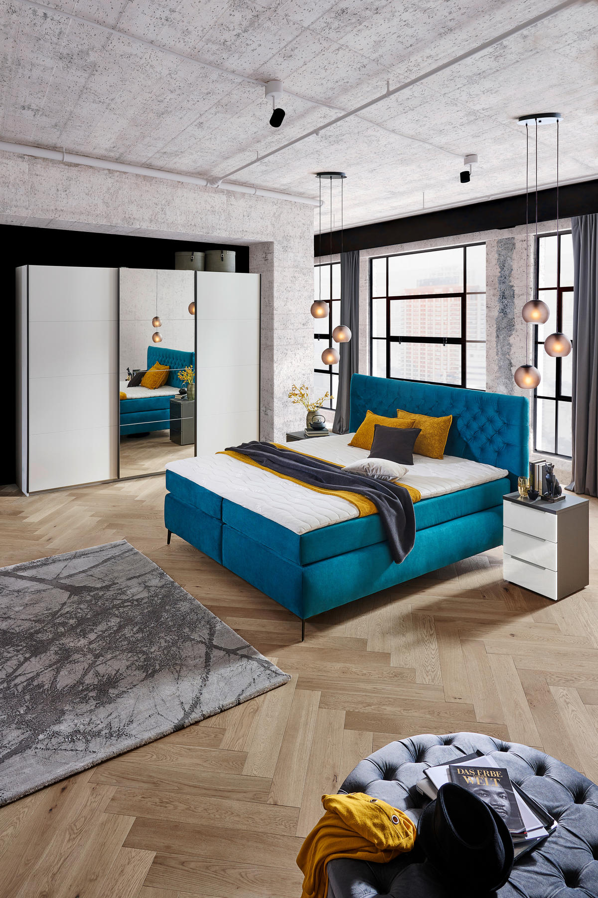 BOXSPRINGBETT 160/200 cm  in Türkis  - Türkis/Schwarz, Design, Holzwerkstoff/Textil (160/200cm) - Esposa