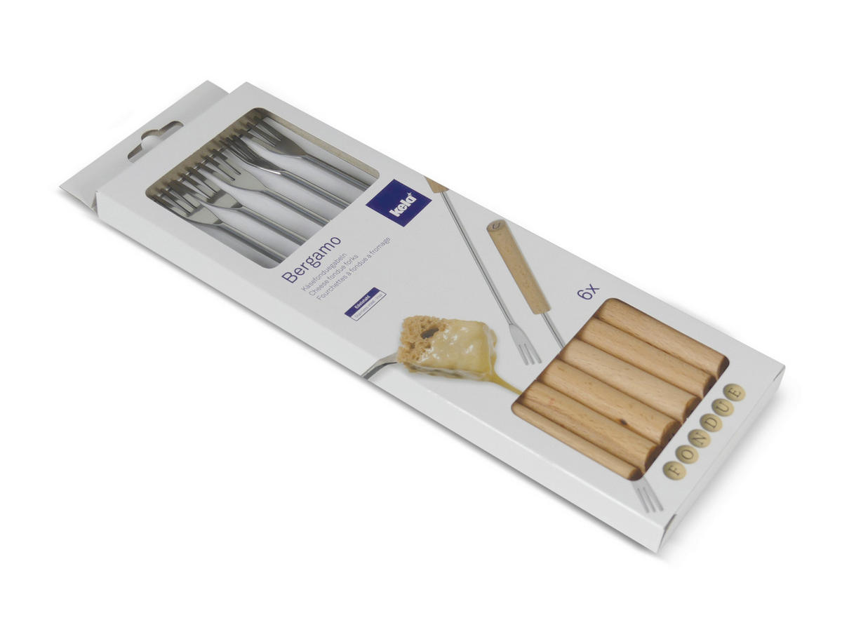 SET VILICA ZA FONDUE  - svijetlo smeđa, Basics, metal/drvo (24,5cm) - Kela