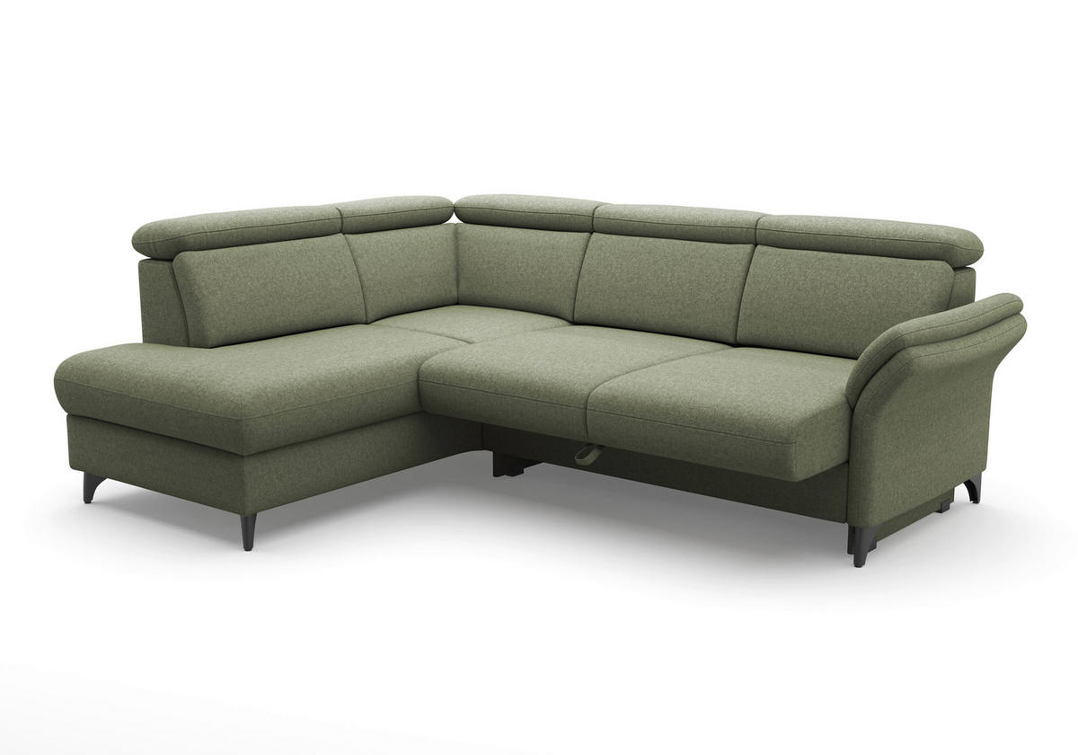 ECKSOFA GLENDALE E Olivgrün Flachgewebe  - Schwarz/Olivgrün, KONVENTIONELL, Textil/Metall (193/247cm) - Sit & More