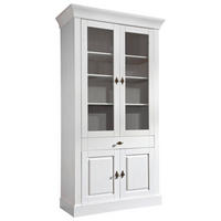 VITRINE  in massiv Kiefer Weiß  - Weiß/Kupferfarben, ROMANTIK / LANDHAUS, Glas/Holz (108/202/45cm) - Boxxx