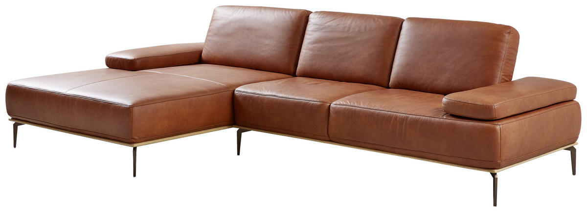 ECKSOFA 16580 Sprint Cognac Echtleder  - Eichefarben/Cognac, Design, Leder/Holz (176/314cm) - Valnatura