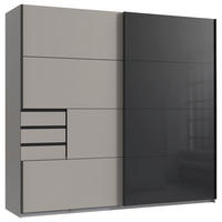 SCHWEBETÜRENSCHRANK  in Graphitfarben, Schwarz, Sahara  - Schwarz/Graphitfarben, Design, Glas/Holzwerkstoff (225/208/64cm) - Carryhome