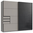 SCHWEBETÜRENSCHRANK  in Graphitfarben, Schwarz, Sahara  - Schwarz/Graphitfarben, Design, Glas/Holzwerkstoff (225/208/64cm) - Carryhome