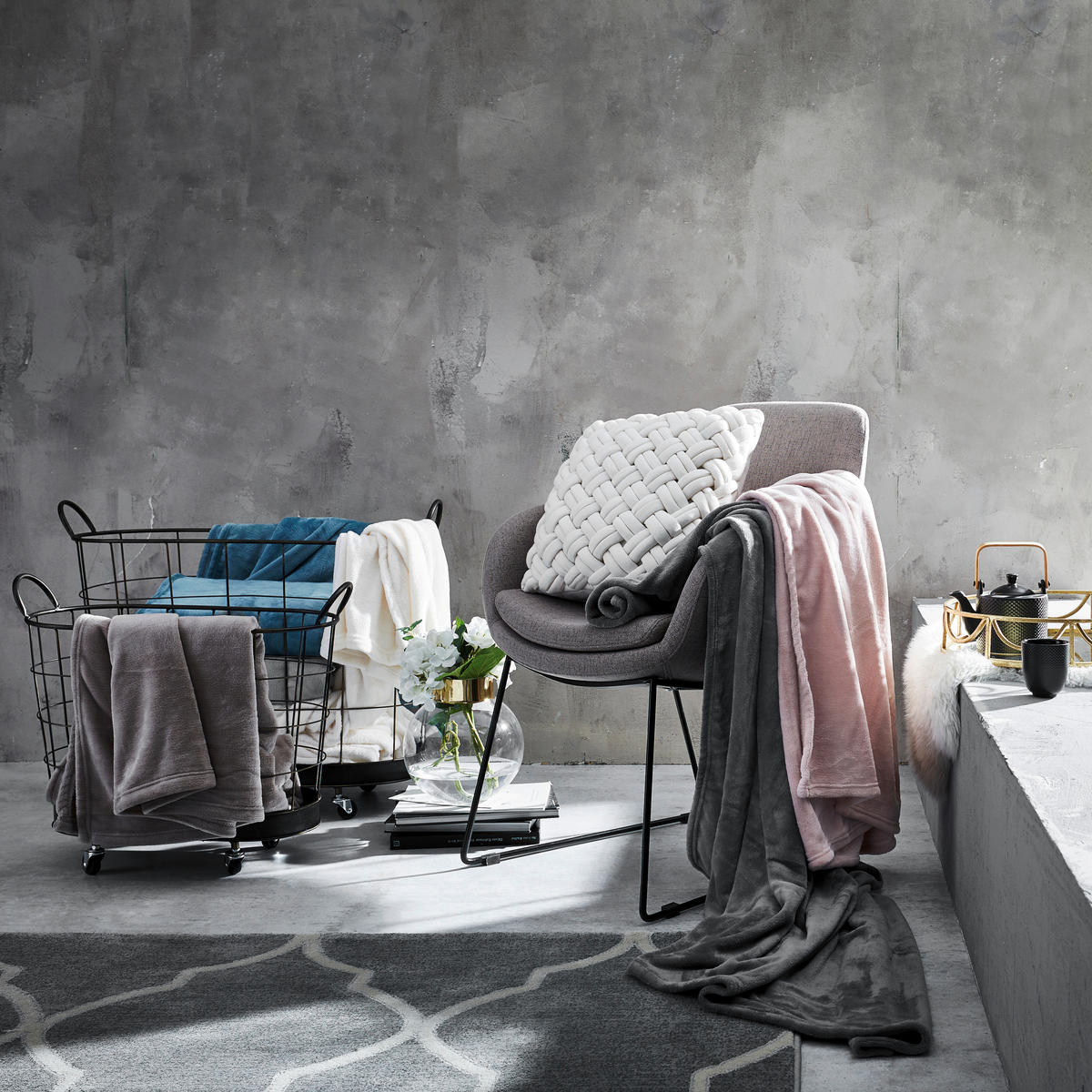 PLAID E-Mellows  - Dunkelgrün/Grün, Basics, Textil (150/200cm) - Esprit