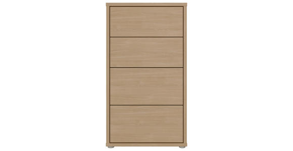 KOMMODE , 55/99/35 cm, 4 Schublade(n)  - Eichefarben/Silberfarben, Trend, Holzwerkstoff/Kunststoff (55/99/35cm) - Carryhome