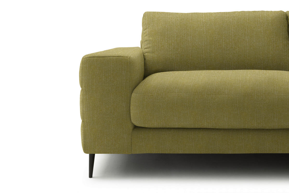 ECKSOFA in Flachgewebe Hellgrün  253/177 cm  - Schwarz/Hellgrün, Design, Textil/Metall (253/177cm) - Dieter Knoll