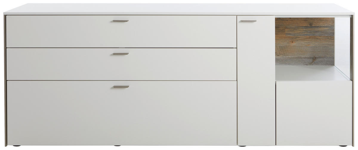 SIDEBOARD  in 182/72/43 cm  - Edelstahlfarben/Alufarben, Design, Glas/Holzwerkstoff (182/72/43cm) - Venjakob